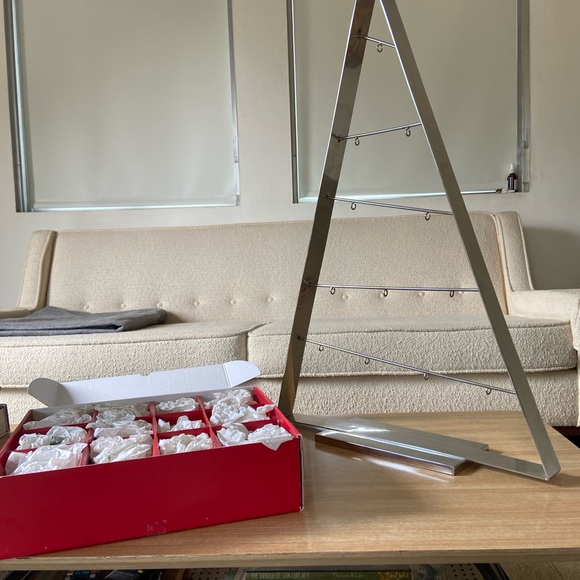 Crate and Barrel Metal Christmas Tree with glass ornaments - Picture 4 of 5